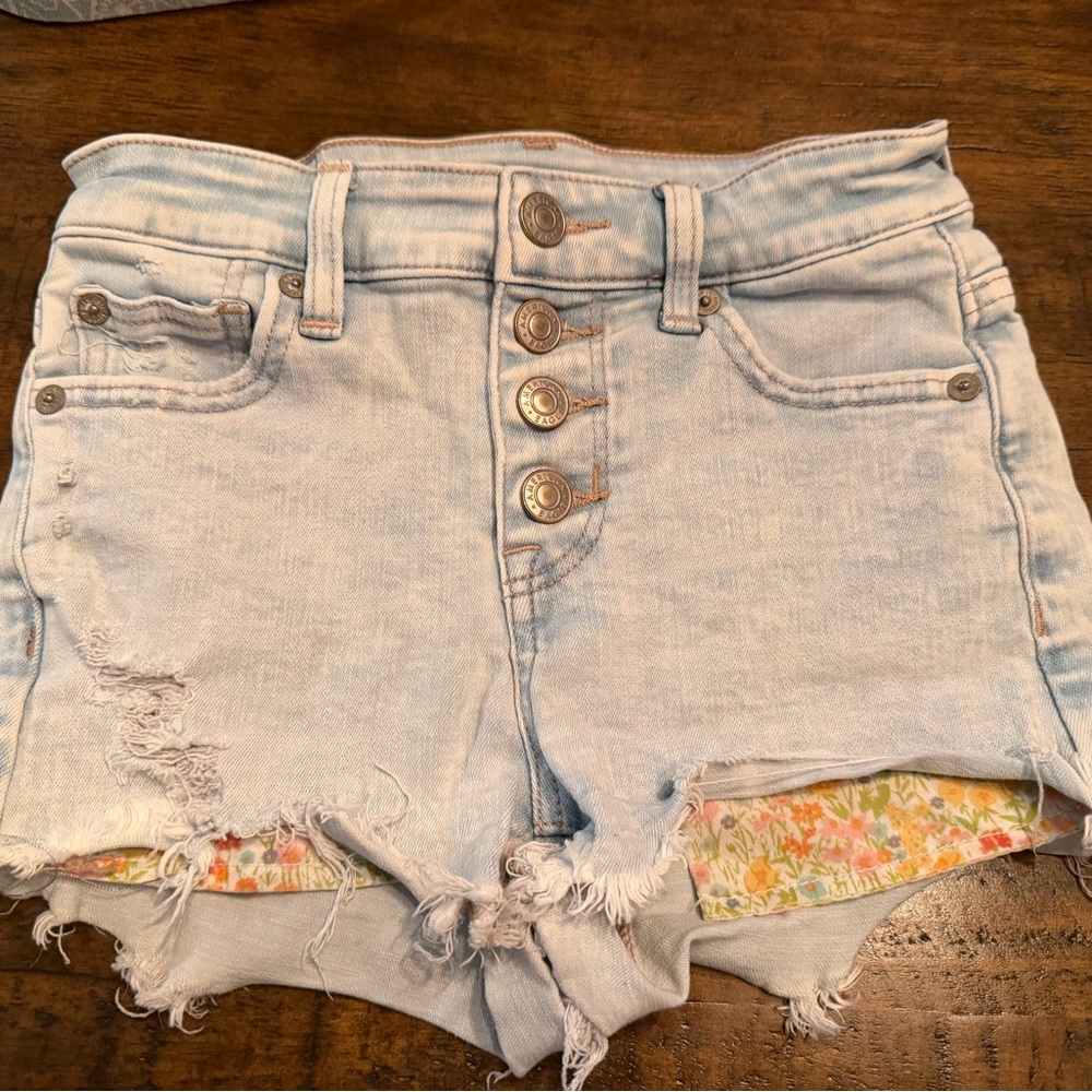 American Eagle Outfitters Distressed Light Blue Jean Shorts